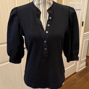 Veronica Beard Black Puff Sleeve Blouse